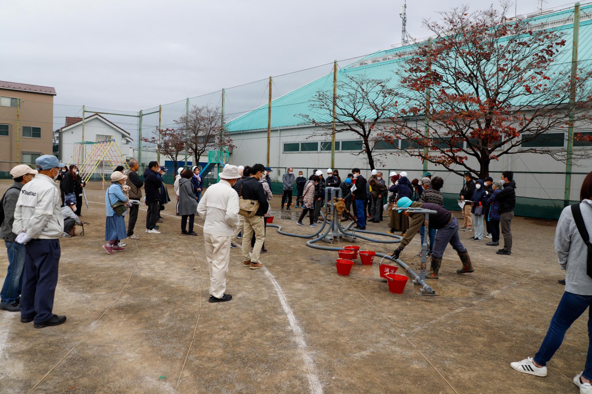 水出し訓練の様子