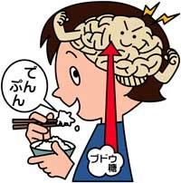でんぷんを摂取することでブドウ糖として脳にエネルギーを補給しているのを表したイラスト