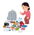 備品をチェックしている飼い主のイラスト