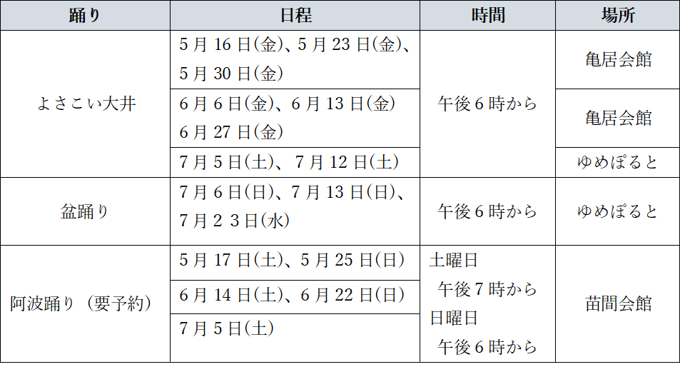 踊り予定日