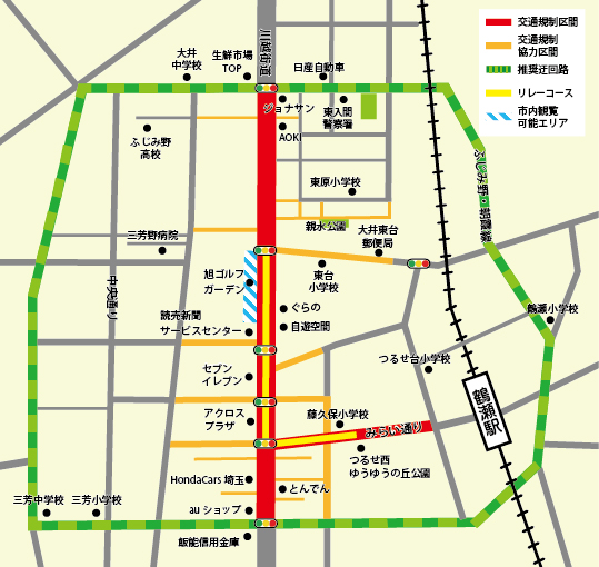 通行止め・迂回エリア概要図