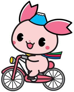 自転車をこいでいるふじみんのイラスト